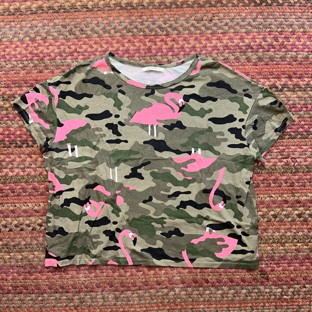 ZARA FLAMINGO CAMO TEE